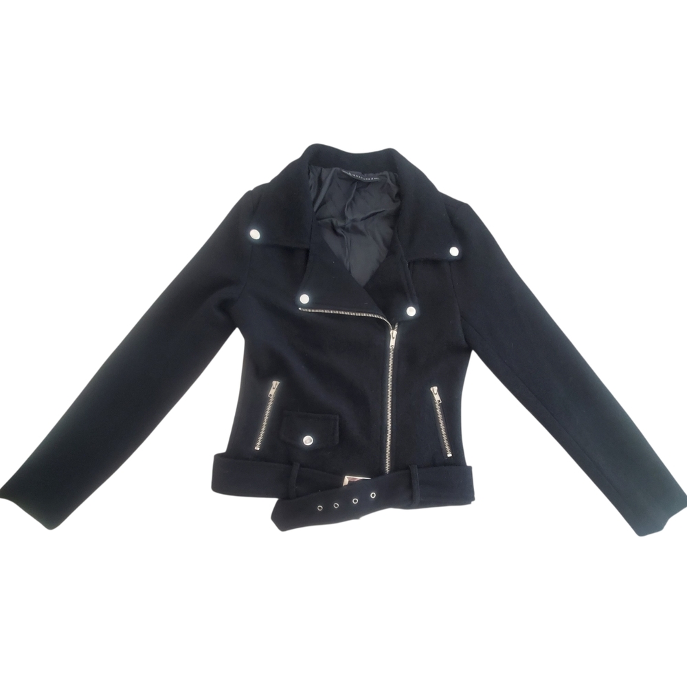Motorcycle Jacket In Black Wool Size Small Moto Jackets Signature 8